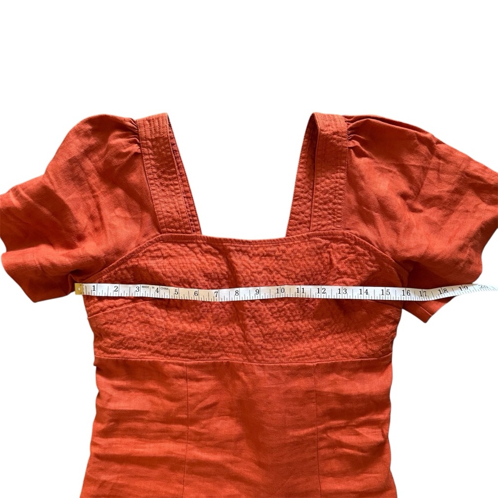 Madewell Linen Square Neck Mini Dress Dark Copper Size 0 - Picture 9 of 12